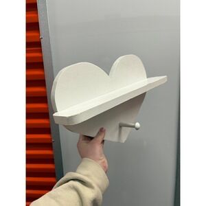 VTG White Heart Shelf With Hook Wall Decor Display Shelf Rustic Farmhouse